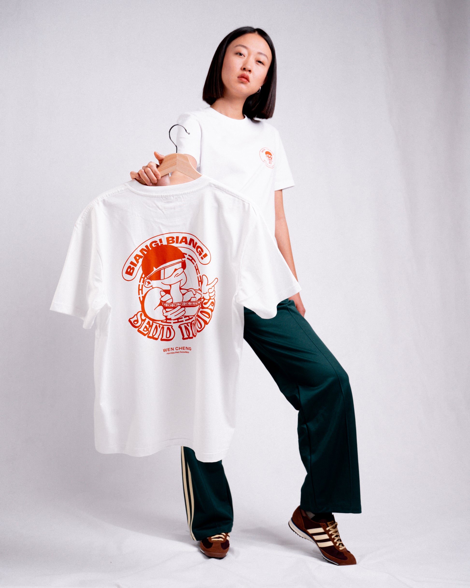 Send Noods T-shirt by Wen Cheng – organic cotton unisex biang biang noodle tee