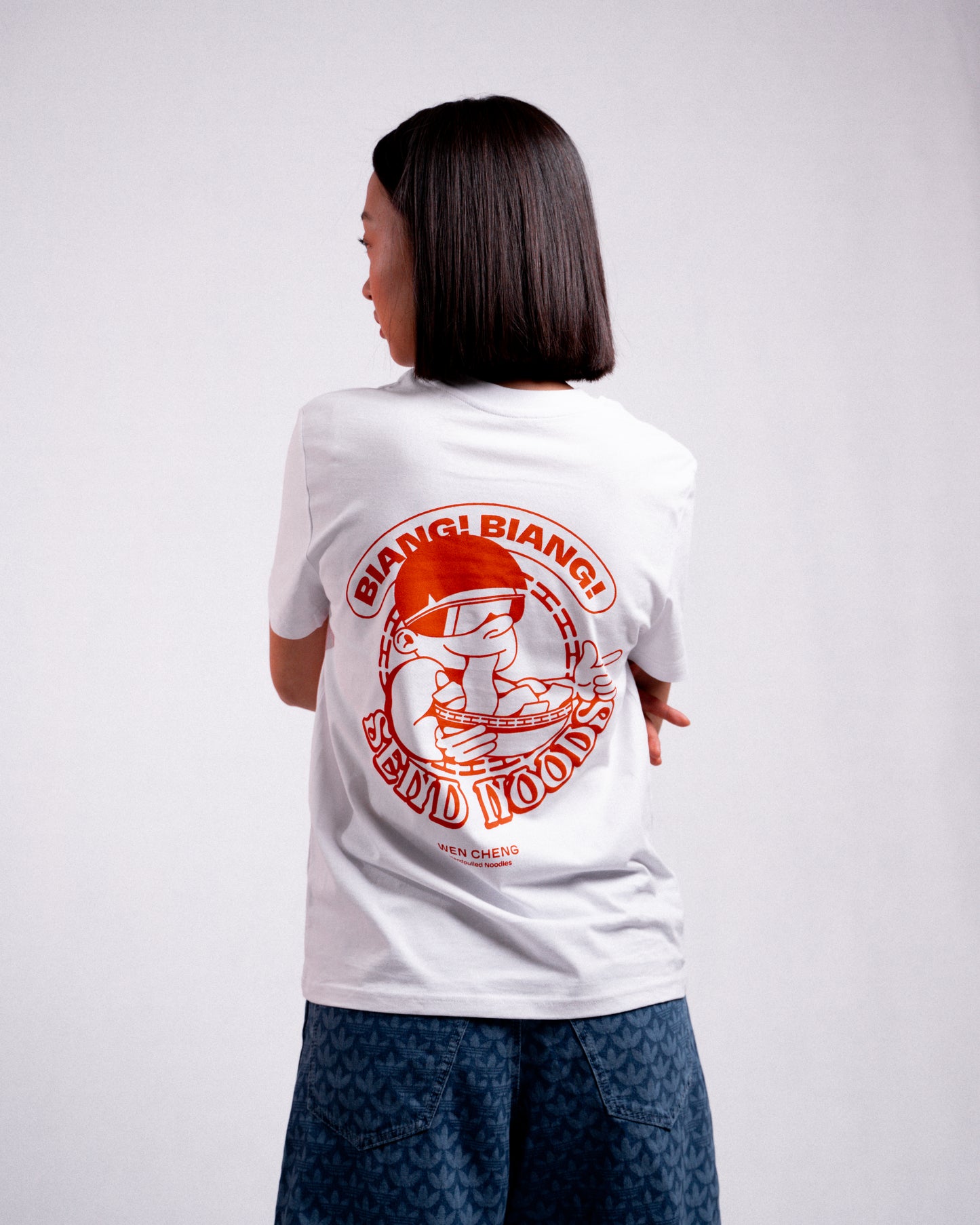 Send Noods T-shirt by Wen Cheng – organic cotton unisex biang biang noodle tee